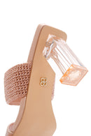 Women's Pink Transparent Heeled Slippers | Derimod