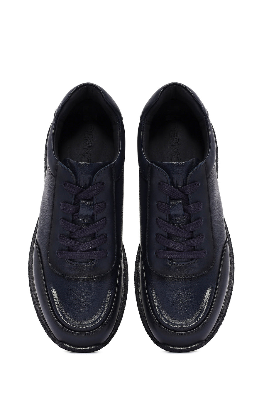 Men's Navy Blue Lace-Up Leather Sneaker