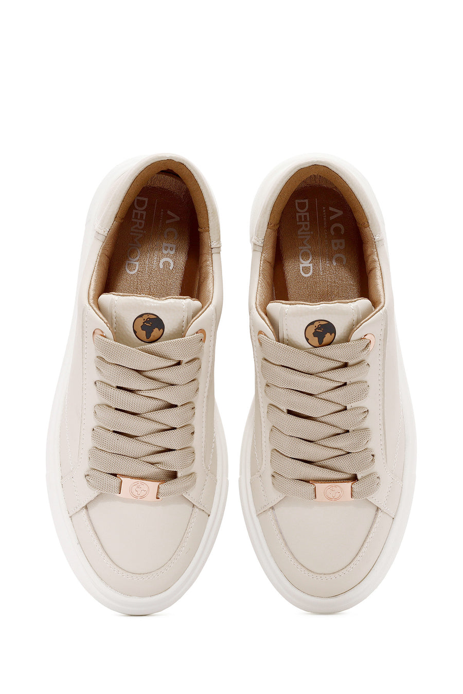 ACBC x Derimod Kadın Krem Bağcıklı Kalın Tabanlı Sneaker