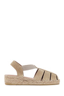 Women's Beige Suede Leather Espadrille | Derimod