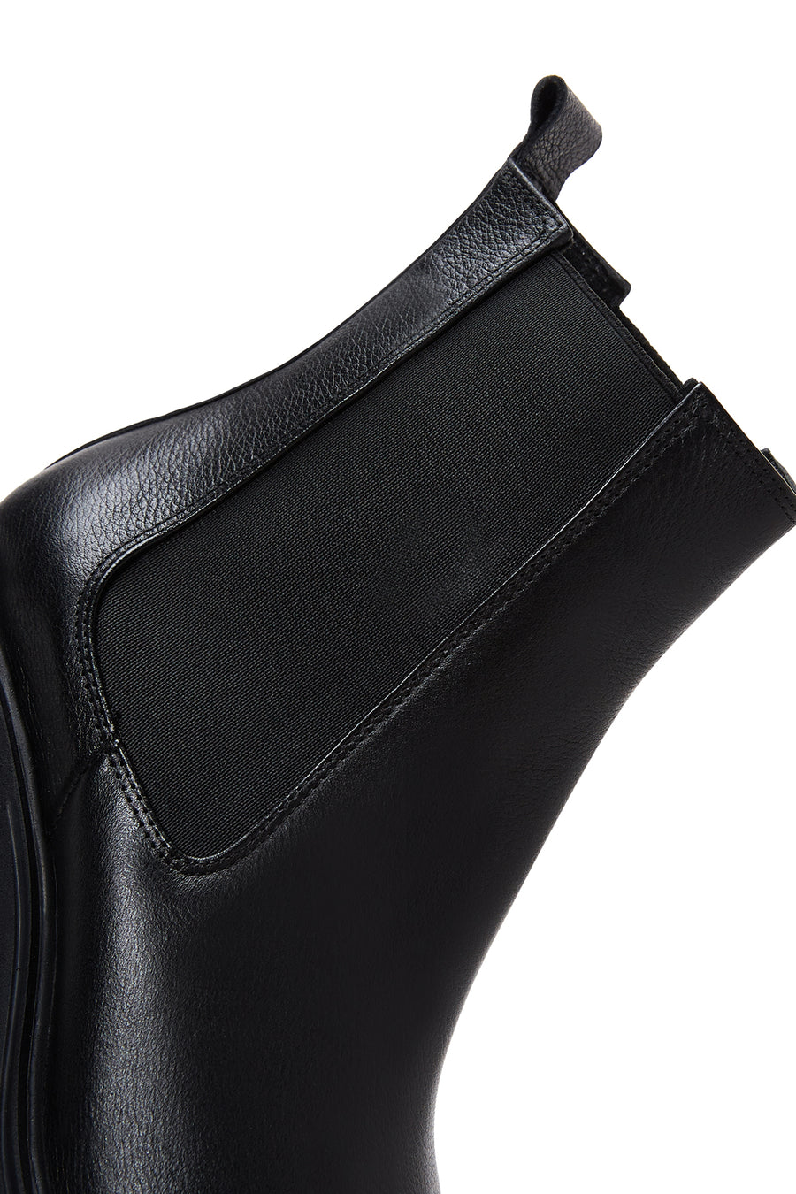 Women's Black Leather Platform Heeled Boots