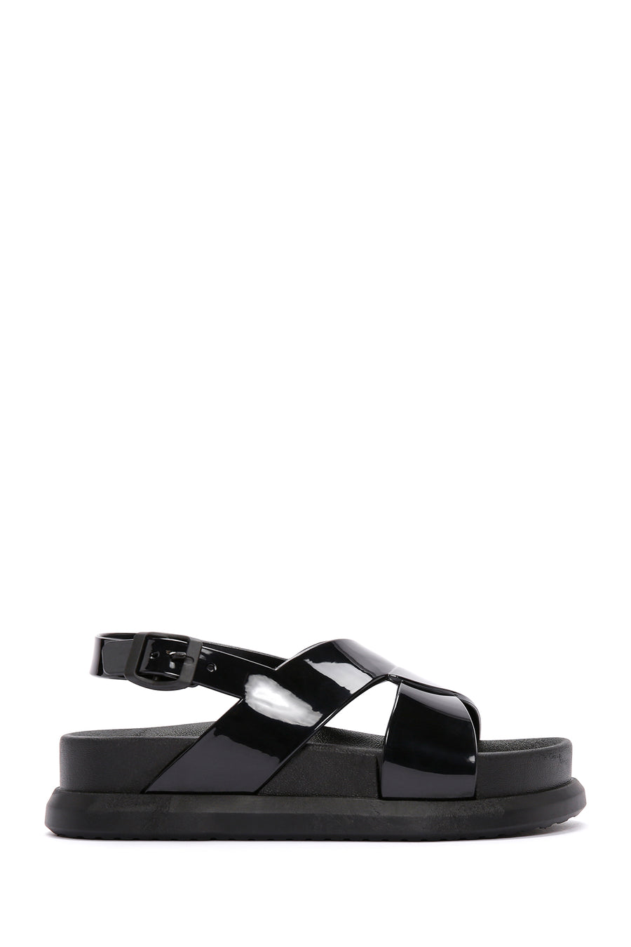 Women's Black Ankle Strap Thick Soled Jelly Sandals 24SFE4932PV | Derimod