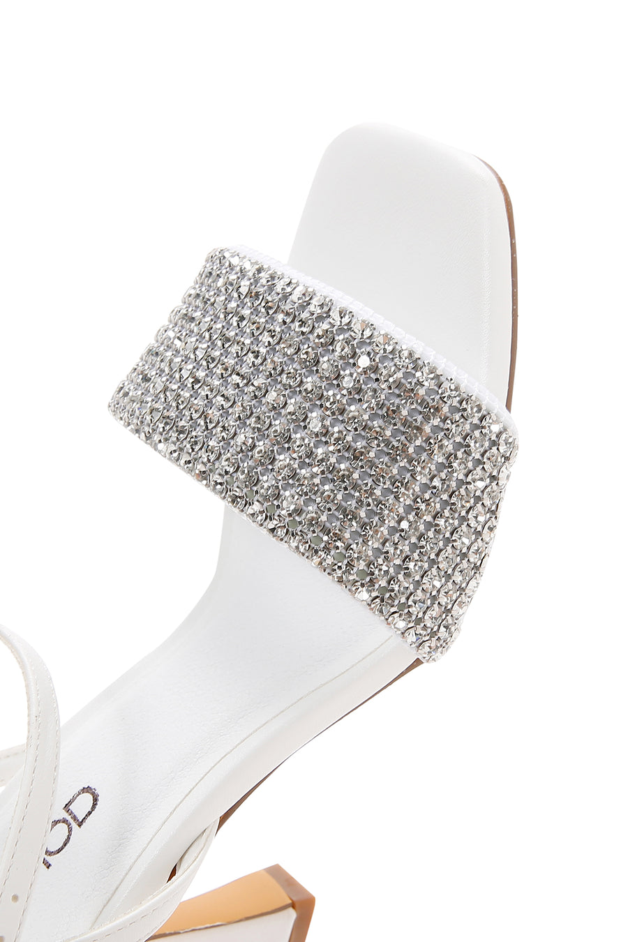 Women's White Stone Heeled Sandals