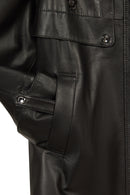 Celine Woman Black A-Line Hooded Leather Coat | Derimod