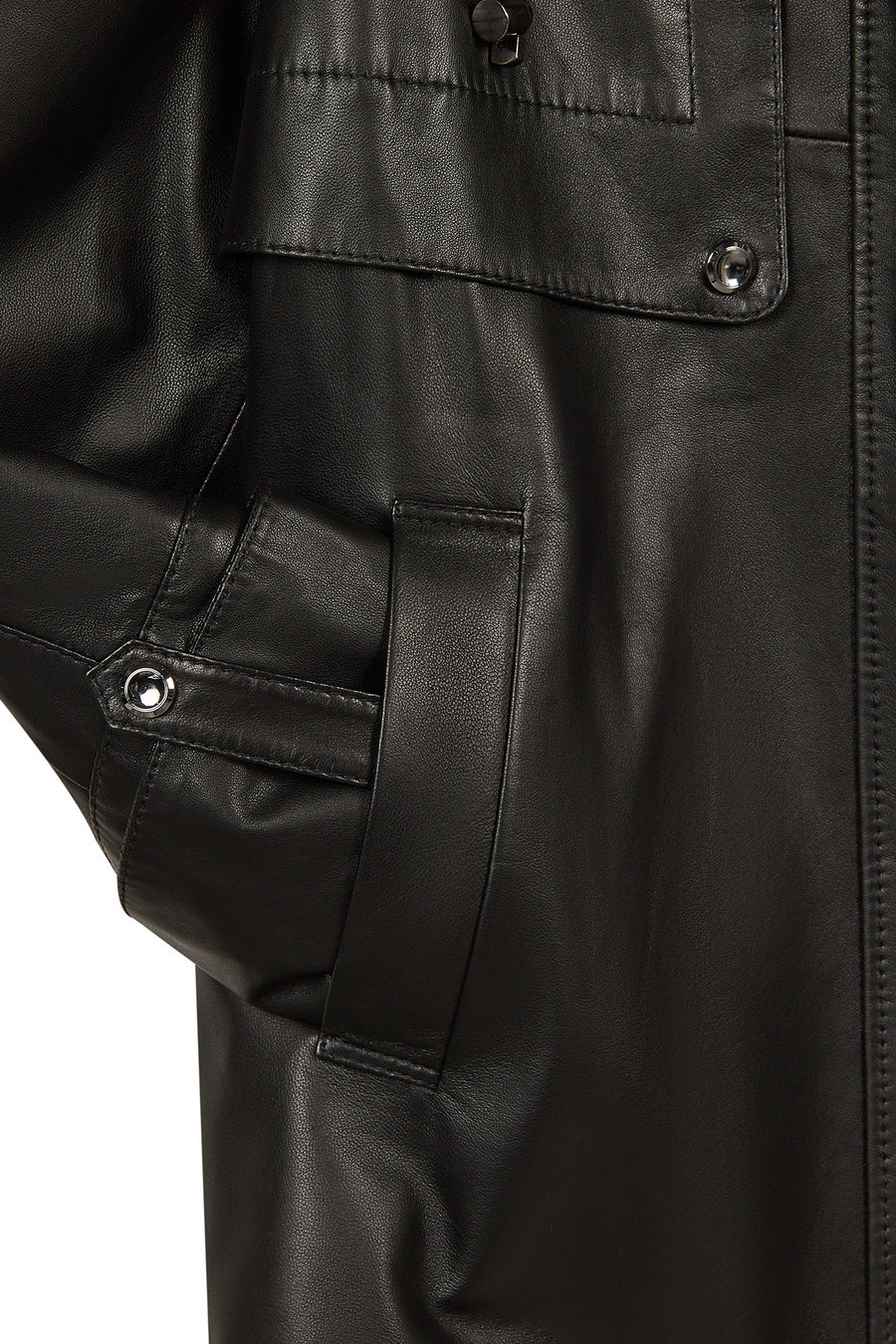 Celine Woman Black A-Line Hooded Leather Coat