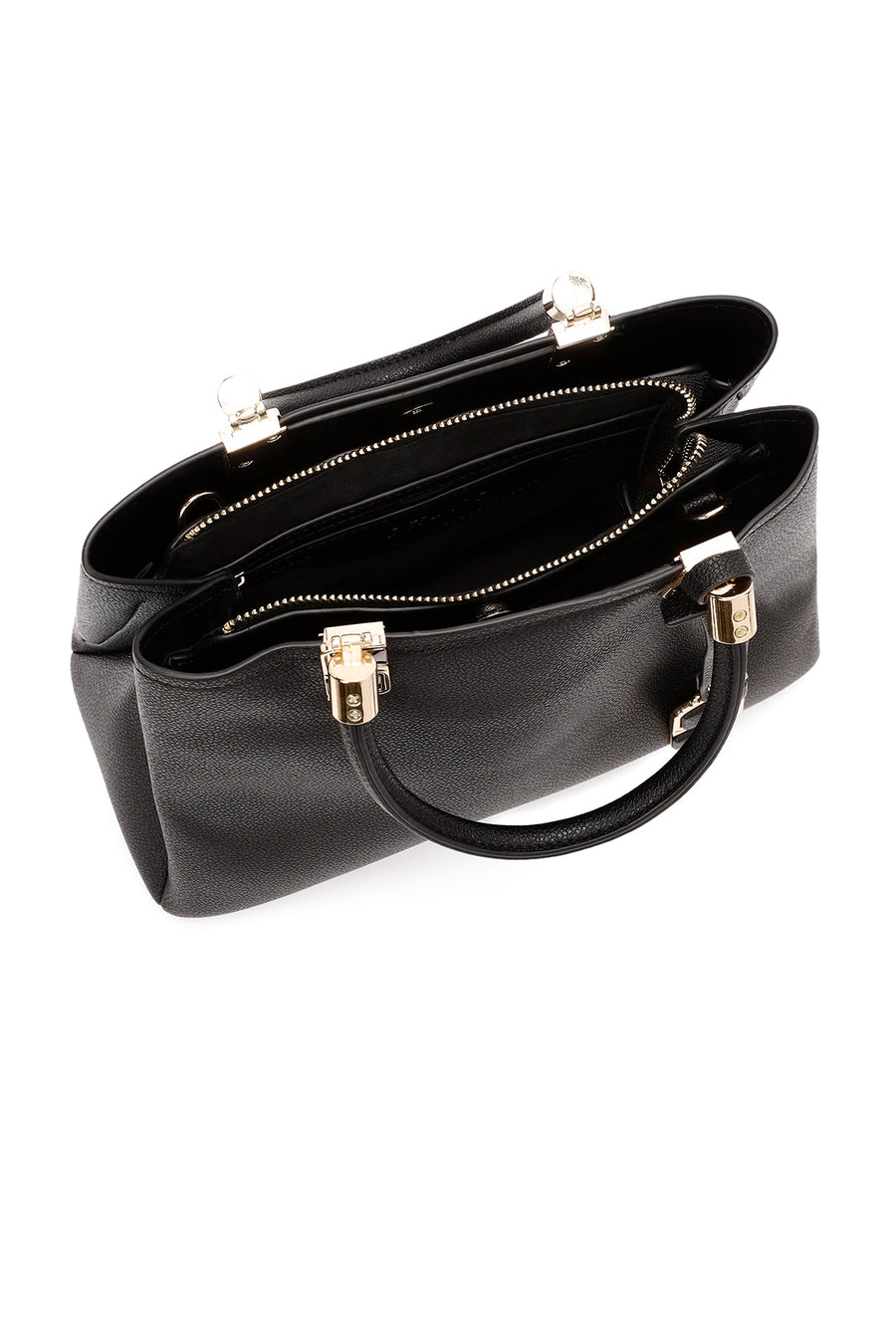 Women's Black Long Strap Handbag with Accessory Detail
