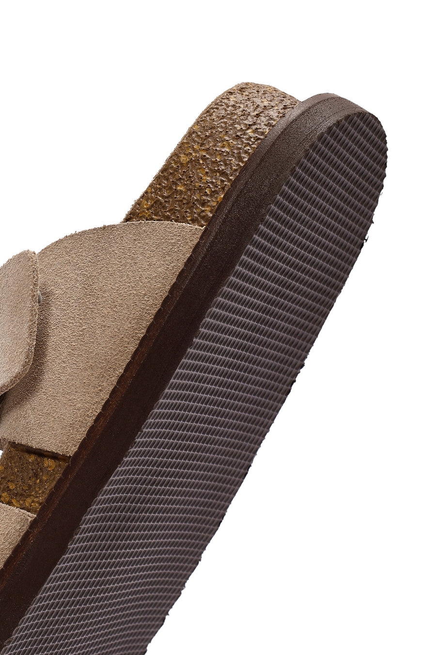 Women's Beige Buckle Suede Leather Slippers