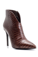 Women's Snakeskin Patterned Leather Bootie | Derimod