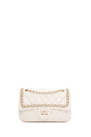 Women's Cream Long Strap Quilted Patterned Shoulder Bag | Derimod