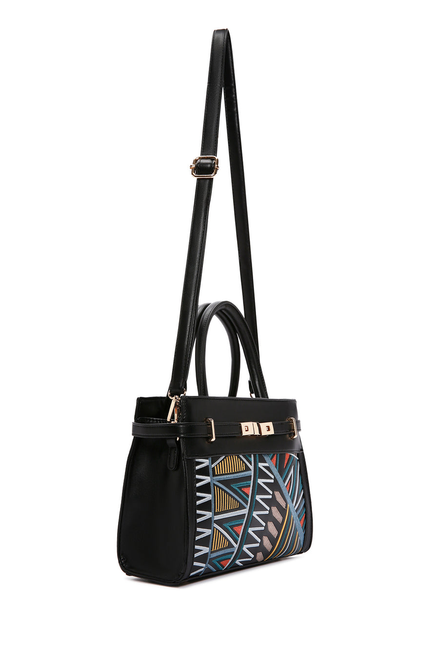 Women's Black Printed Long Shoulder Bag