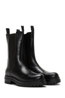 Women's Black Leather Zippered Chelsea Boots | Derimod