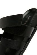 Women's Black Leather Slippers | Derimod