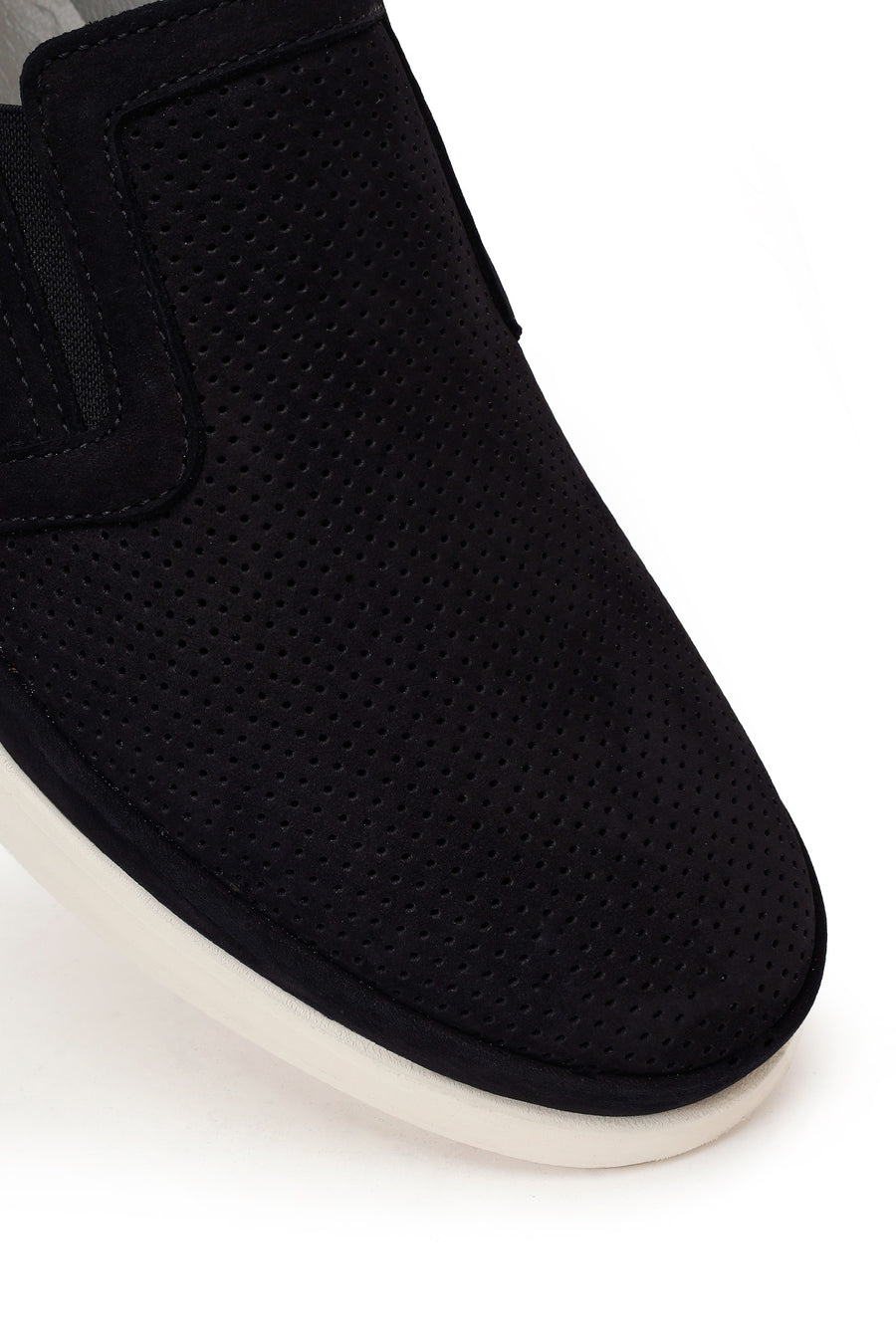 Male Black Thick-Soled Nubuck Leather Comfort Loafer