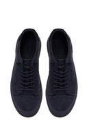 Male Navy Lace-up Nubuck Leather Sneaker | Derimod