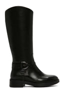 Women's Black Zippered Leather Boots | Derimod