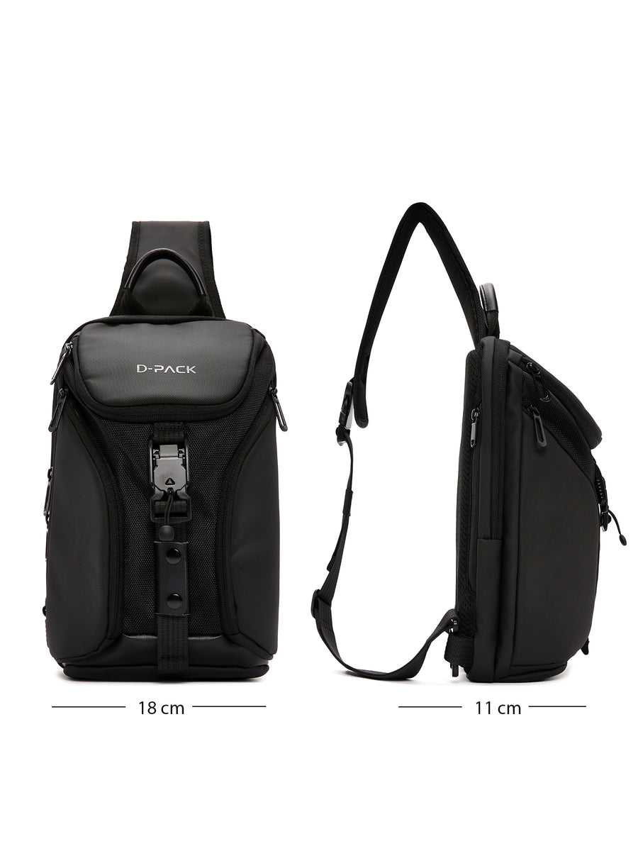 D-Pack Men's Black Long Strap Shoulder Bag
