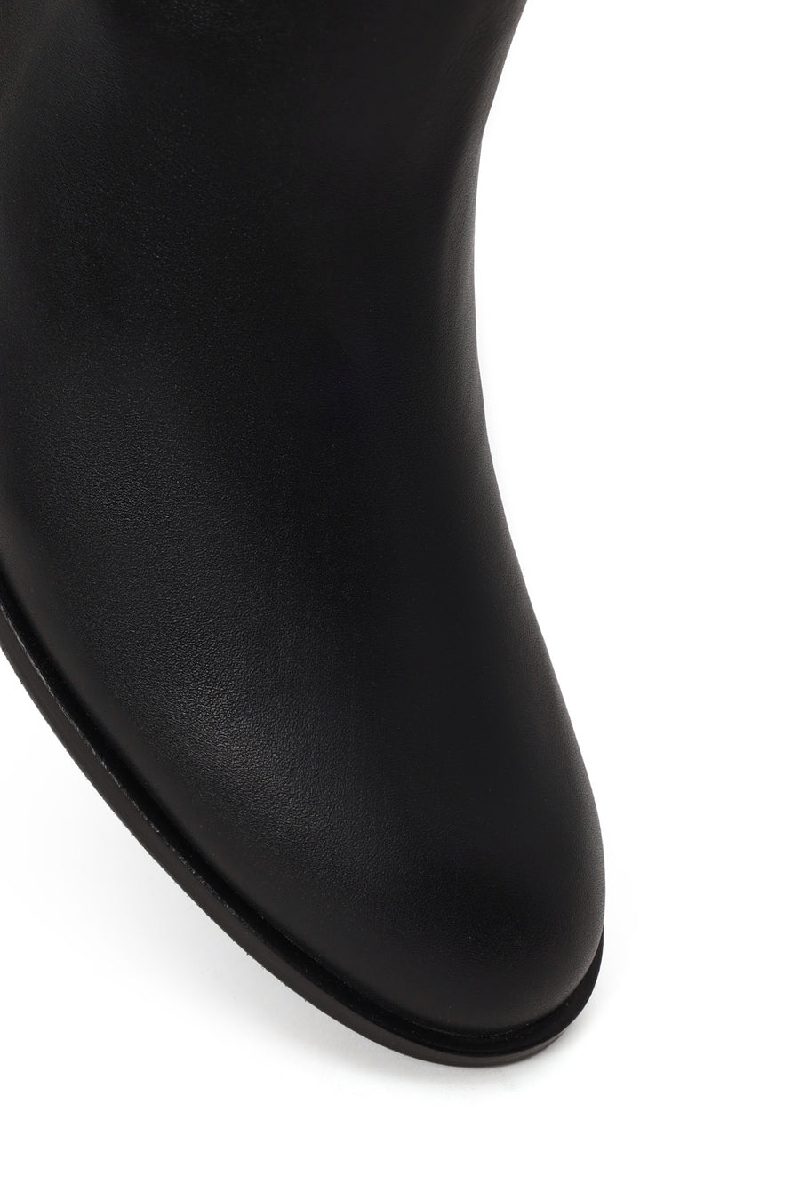 Woman Black Zip Closure Thick-Heeled Leather Classic Boots
