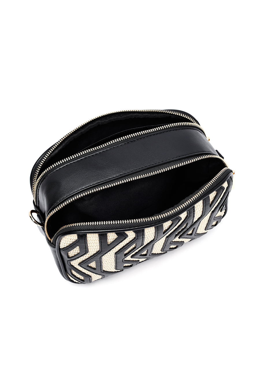 Woman Black Patterned Crossbody Bag