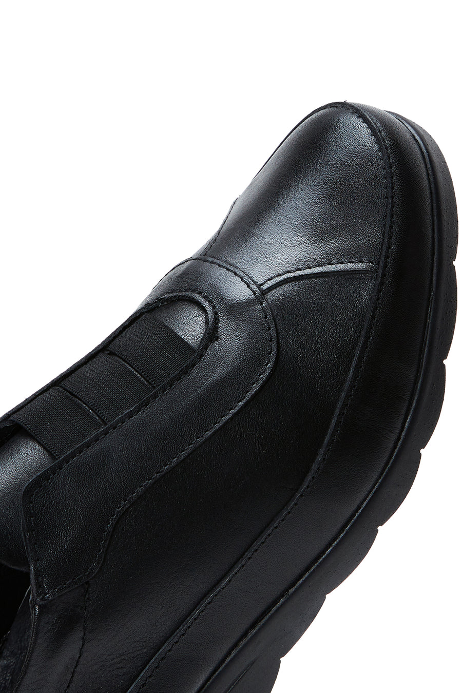 Women's Black Leather Casual Flat Shoes