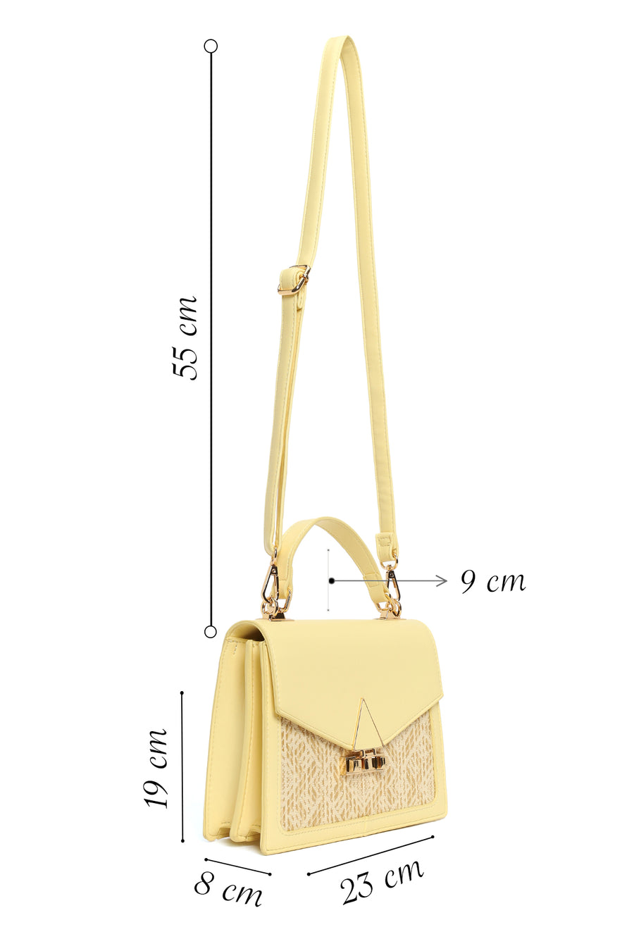 Women's Yellow Long Strap Patterned Shoulder Bag