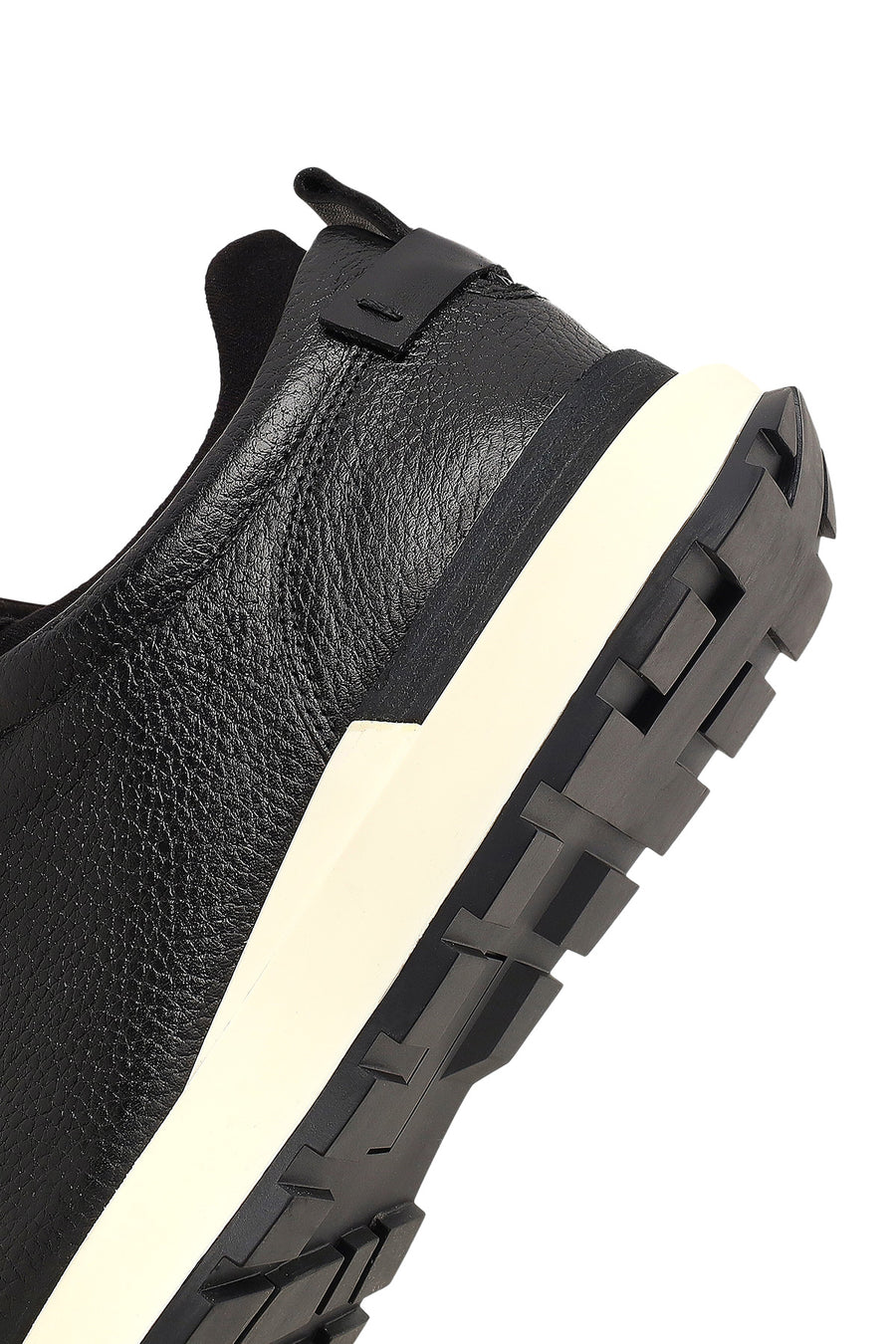 Erkek Siyah Kalın Tabanlı Deri Casual Sneaker