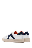 Men's White Navy Blue Suede Detailed Leather Sneaker | Derimod