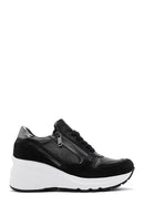Women's Black Leather Thick Soled Sneaker | Derimod