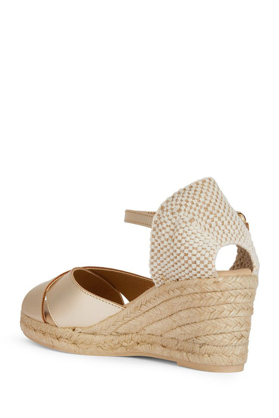 Geox Women's Gold Gelsa Ankle Strap Wedge Heel Espadrille
