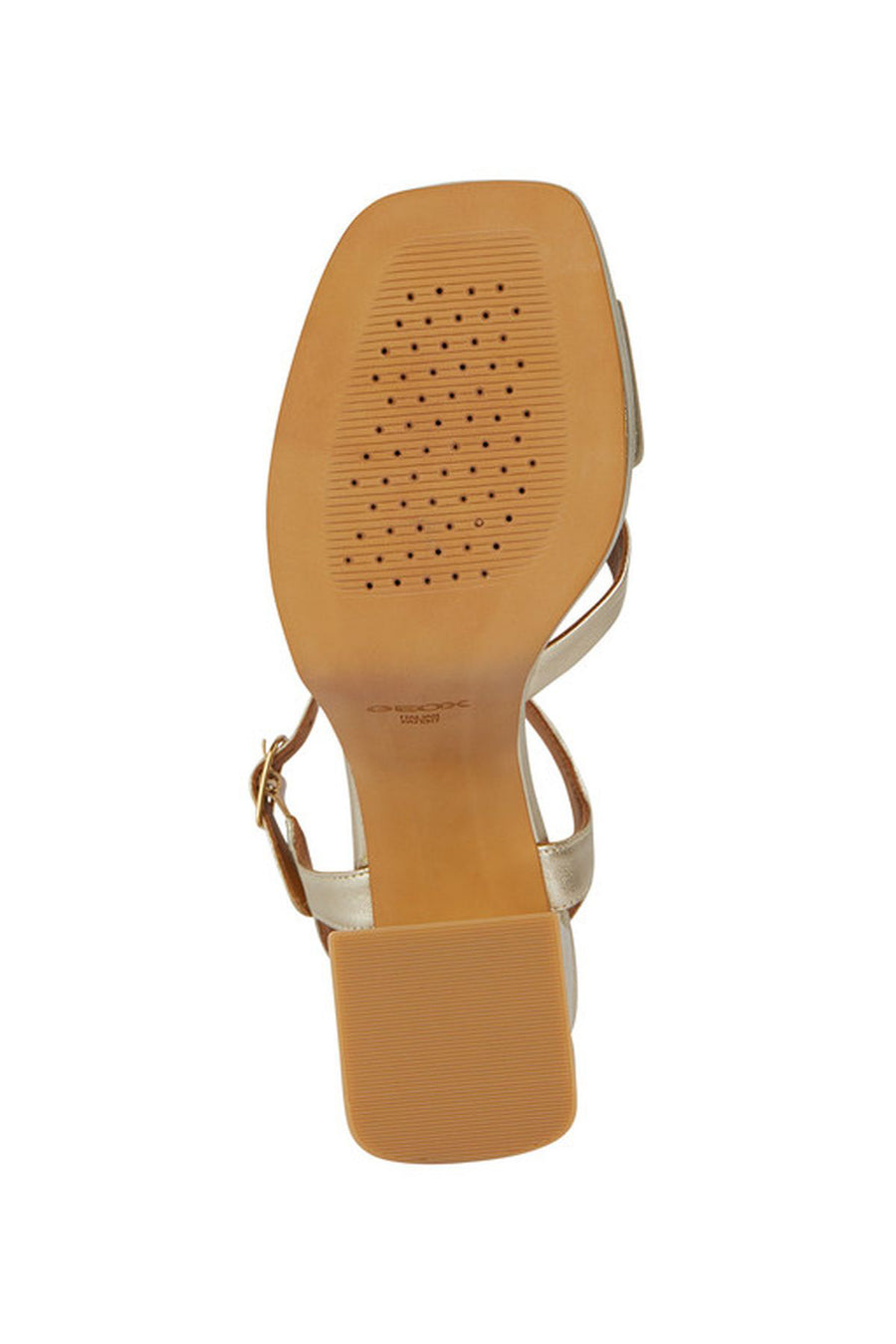 Geox Women's Gold Soledea Ankle Strap Thick Heeled Leather Sandals