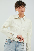 Sirena Women's White Short Leather Jacket | Derimod