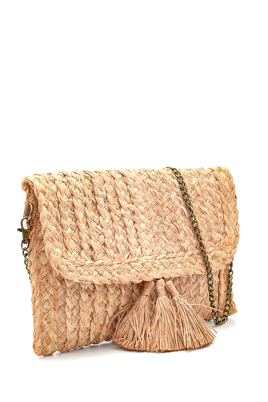 Women's Beige Straw Shoulder Bag