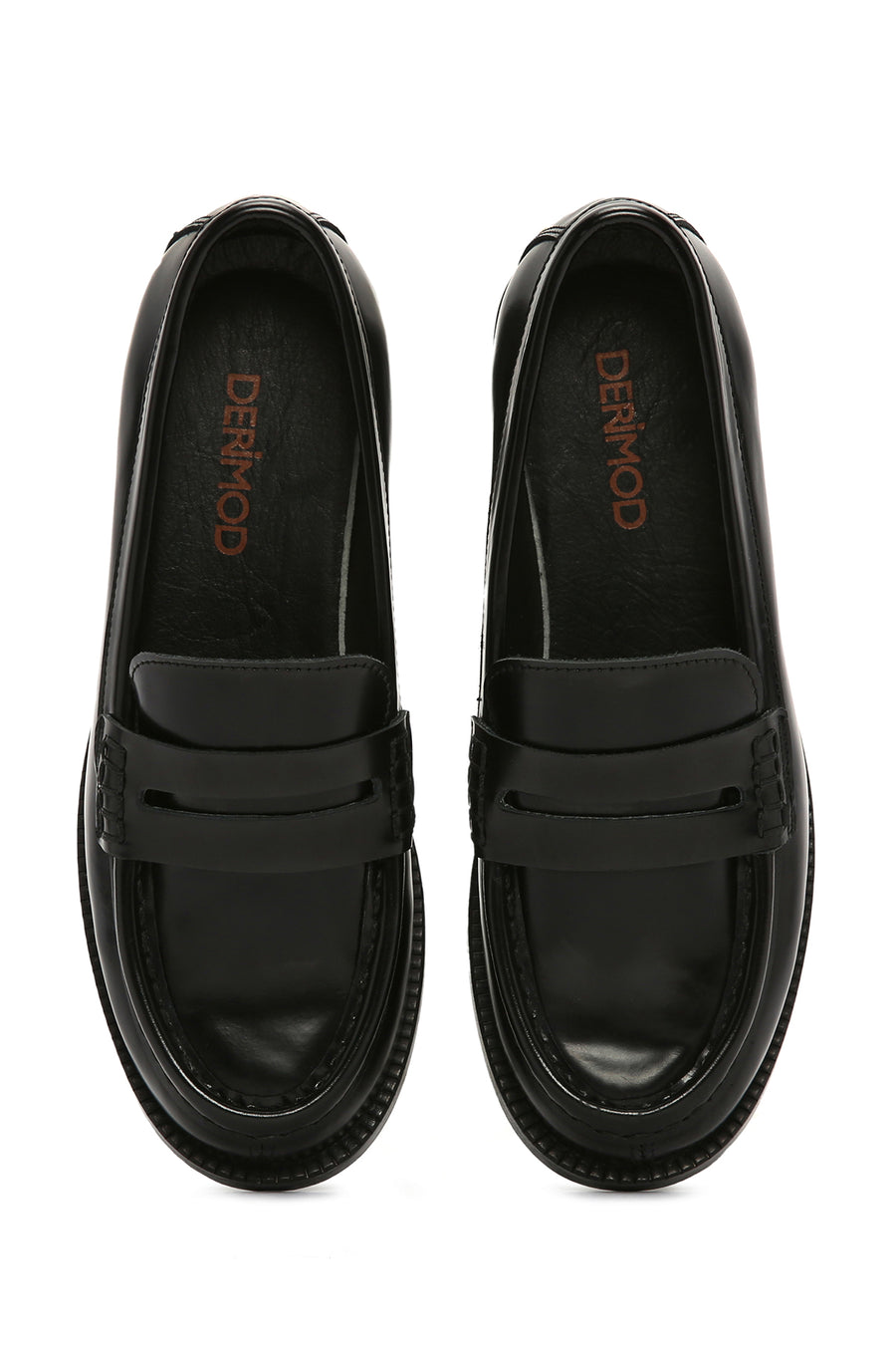 Kadın Siyah Deri Maskülen Loafer