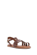 Women's Brown Ankle Strap Flip-Flop Leather Bodrum Sandals | Derimod
