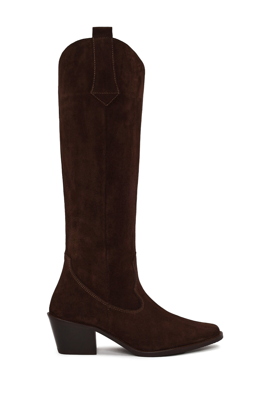 Woman Brown Chunky Heeled Suede Leather Cowboy Boots AF170005DS | Derimod
