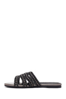 Woman Anthracite Stone-Embellished Slipper | Derimod