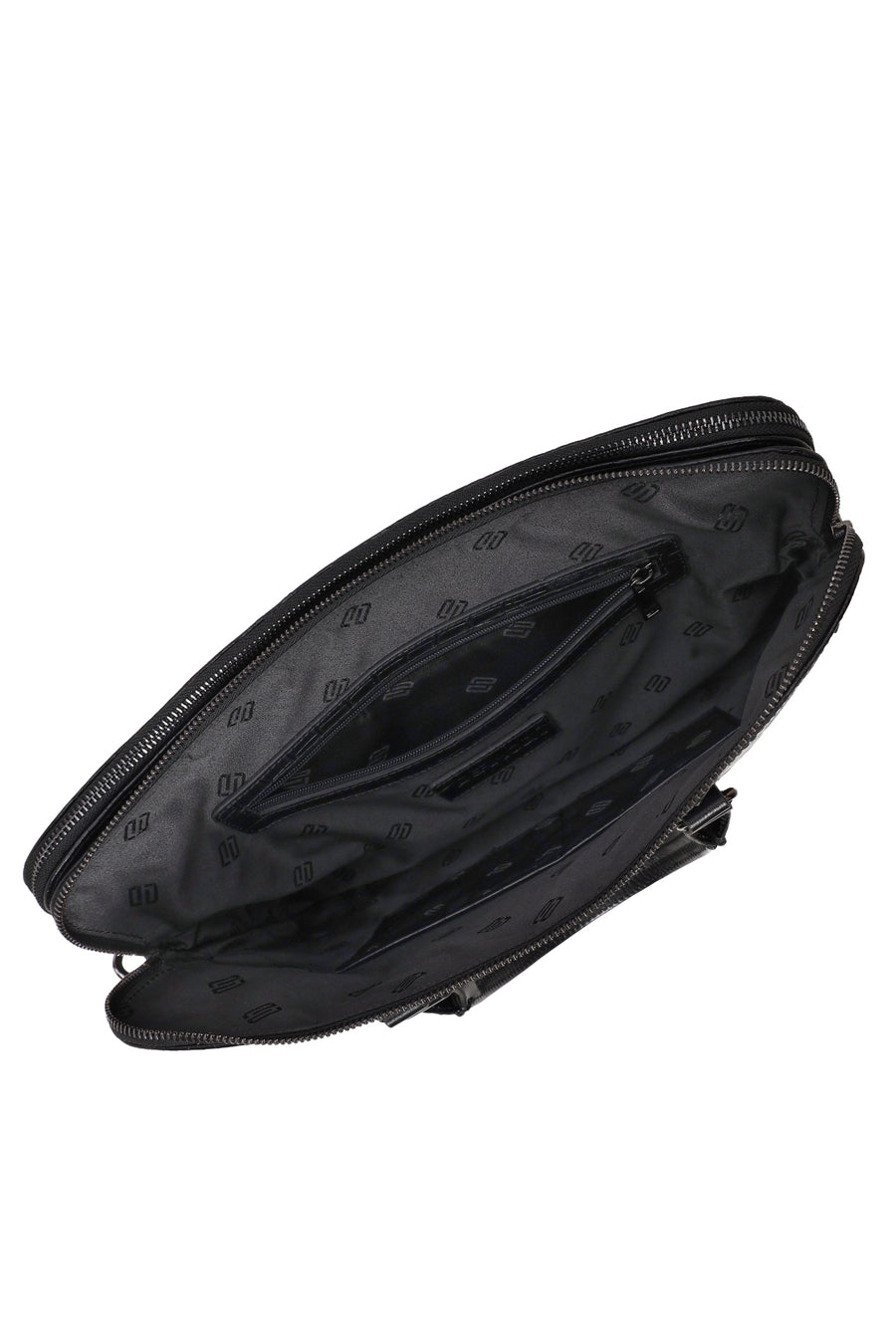 Unisex Black Long Strap Crocodile Pattern Leather Briefcase