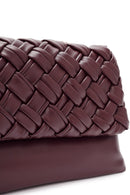 Women's Burgundy Long Chain Strap Braided Crossbody Bag | Derimod