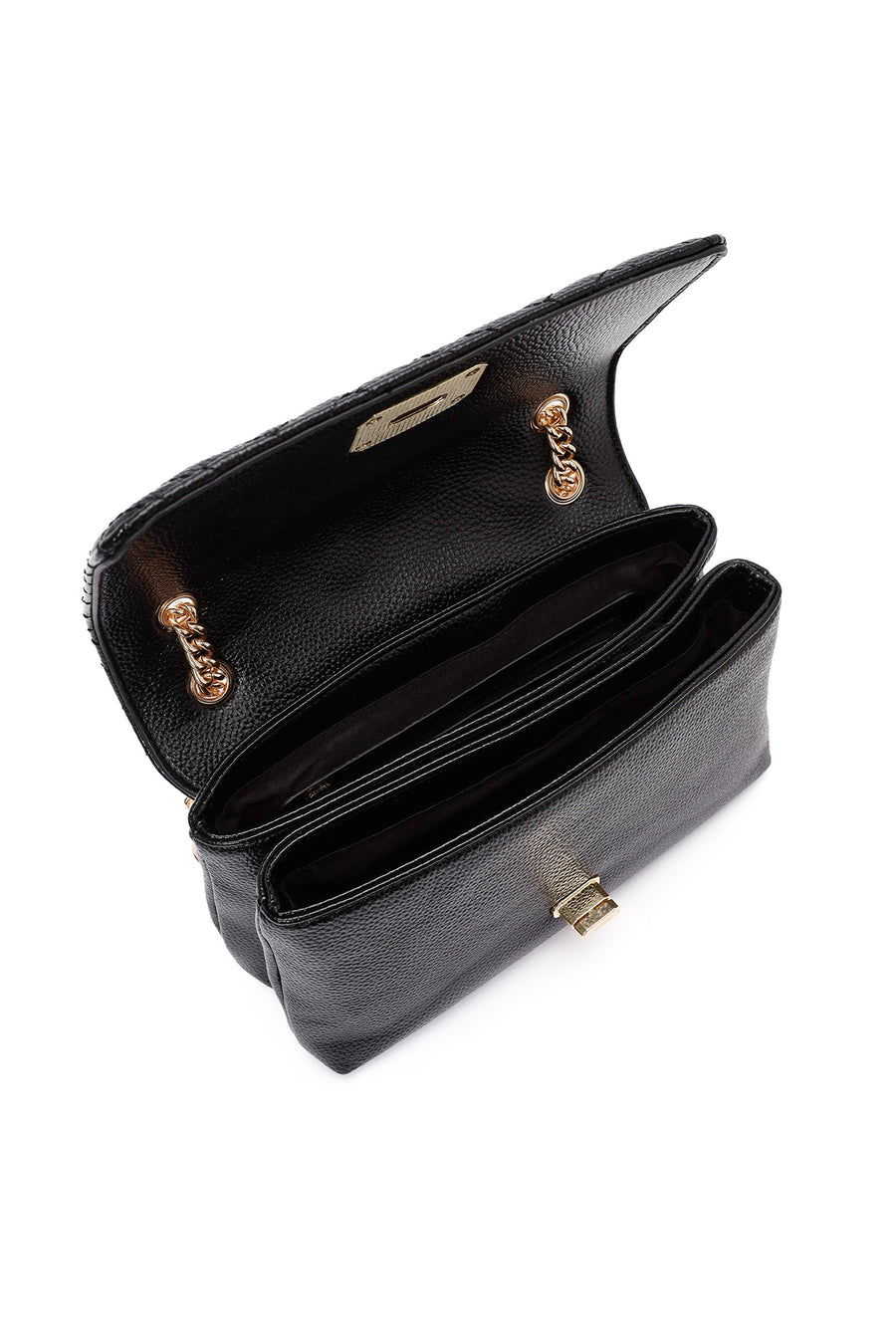 Women's Black Long Chain Strap Quilted Shoulder Bag