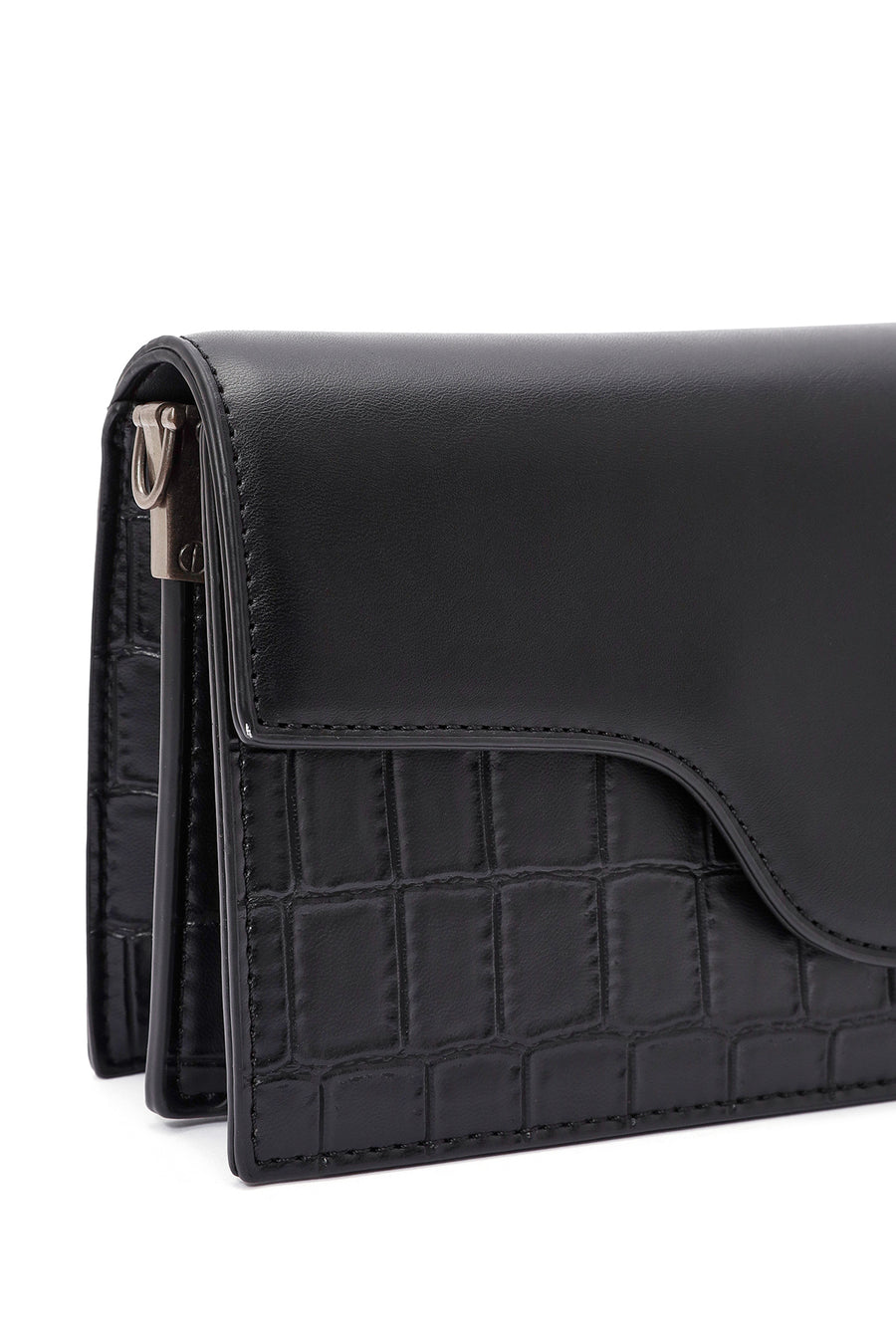 Women's Black Long Strap Chain Detailed Mini Handbag
