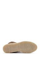 Woman Brown Zippered Wedge Heel Suede Leather Boat | Derimod