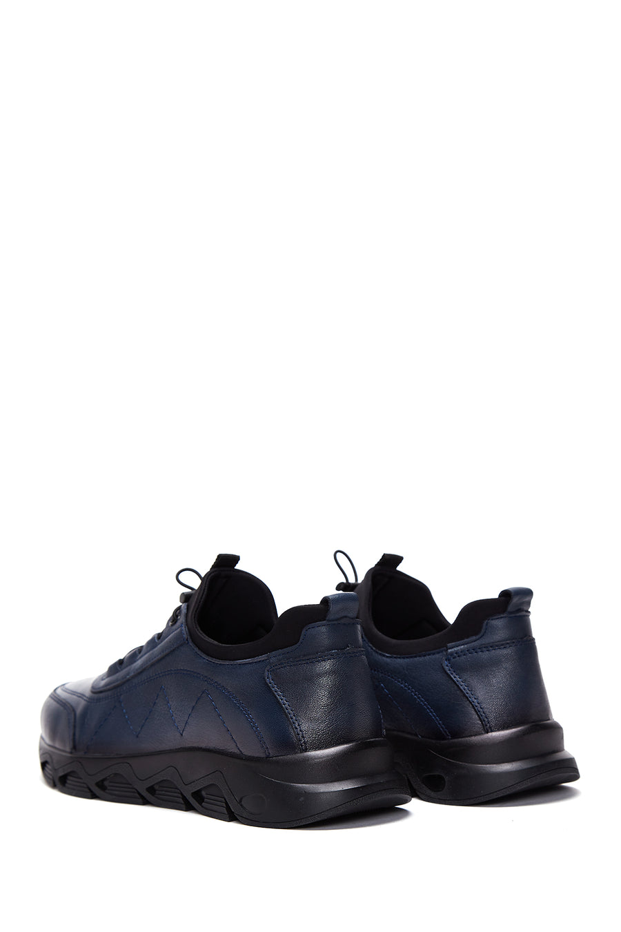 Erkek Lacivert Deri Casual Sneaker