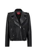 Egoist(Plus) Women's Black Leather Jacket | Derimod