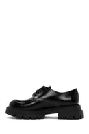 Women's Black Thick Sole Lace-Up Leather Masculine Loafer | Derimod