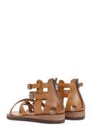 Women's Tan Flip-Flop Leather Bodrum Sandals | Derimod