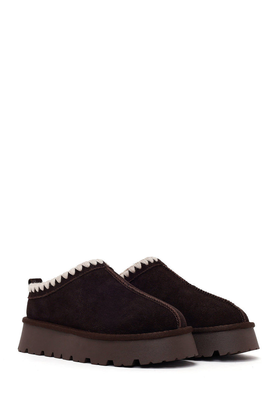 Woman Brown Thick-Soled Suede Teddy Boots