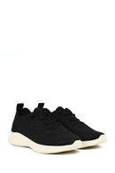 Kadın Siyah Bağcıklı Kalın Tabanlı Desenli Kumaş Comfort Sneaker | Derimod
