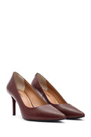 Women's Burgundy Thin Heel Leather Stiletto | Derimod