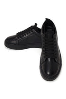 Erkek Siyah Bağcıklı Deri Sneaker | Derimod
