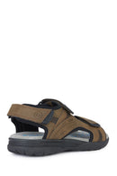 Geox Men's Brown Spherica Ec5 Ankle Strap Suede Leather Sandals | Derimod