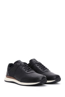 Men's Black Leather Printed Sneaker | Derimod